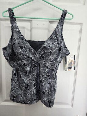 Christina Crossover Black Floral Bathing Suit Top 18